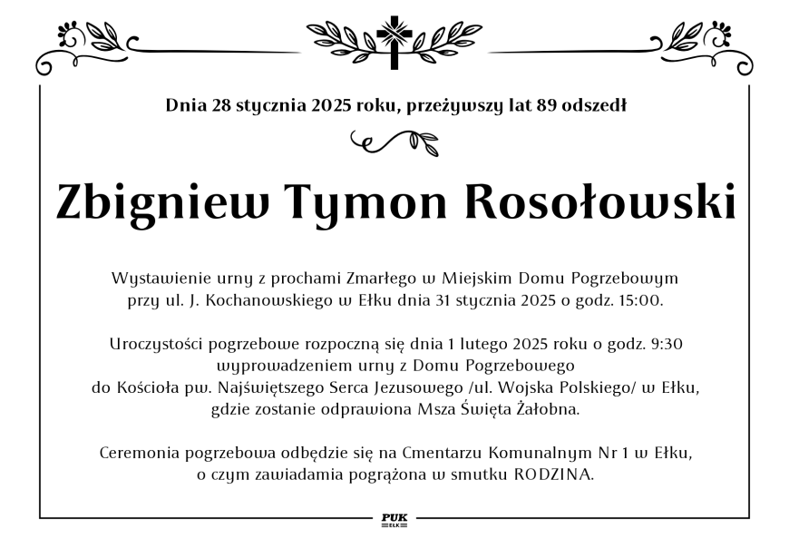 Zbigniew Tymon Rosołowski - nekrolog